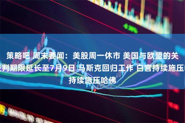 策略吧 周末要闻：美股周一休市 美国与欧盟的关税谈判期限延长至7月9日 马斯克回归工作 白宫持续施压哈佛